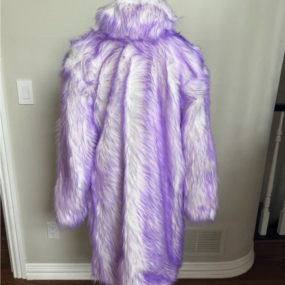 Lavender and White Faux Fur Coat